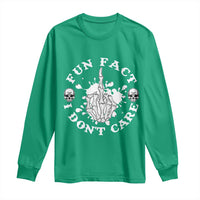 Dark Humor Skeleton Fun Fact I Do Not Care Vibe Long Sleeve Shirt - Wonder Print Shop