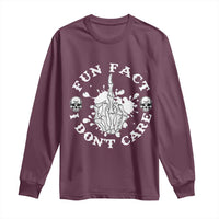 Dark Humor Skeleton Fun Fact I Do Not Care Vibe Long Sleeve Shirt - Wonder Print Shop
