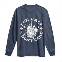 Dark Humor Skeleton Fun Fact I Do Not Care Vibe Long Sleeve Shirt - Wonder Print Shop