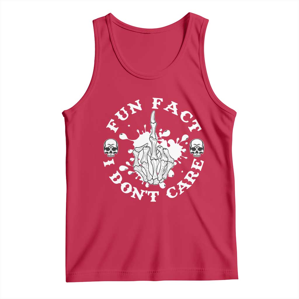 Dark Humor Skeleton Fun Fact I Do Not Care Vibe Tank Top - Wonder Print Shop