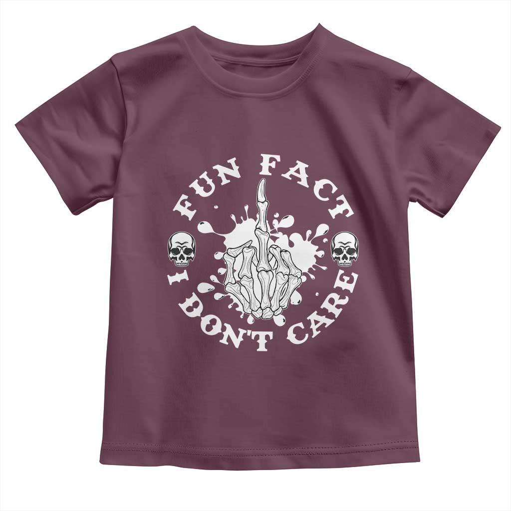 Dark Humor Skeleton Fun Fact I Do Not Care Vibe Toddler T Shirt - Wonder Print Shop