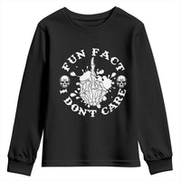 Dark Humor Skeleton Fun Fact I Do Not Care Vibe Youth Sweatshirt - Wonder Print Shop
