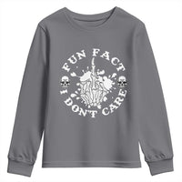 Dark Humor Skeleton Fun Fact I Do Not Care Vibe Youth Sweatshirt - Wonder Print Shop