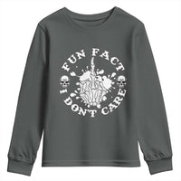 Dark Humor Skeleton Fun Fact I Do Not Care Vibe Youth Sweatshirt - Wonder Print Shop