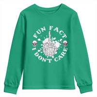 Dark Humor Skeleton Fun Fact I Do Not Care Vibe Youth Sweatshirt - Wonder Print Shop