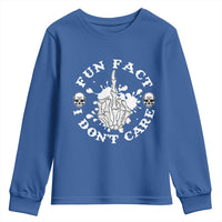 Dark Humor Skeleton Fun Fact I Do Not Care Vibe Youth Sweatshirt - Wonder Print Shop