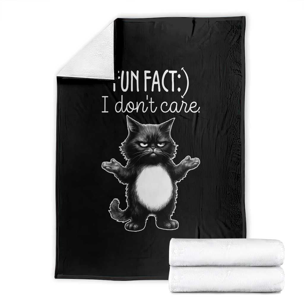 Funny Cat Lover Throw Blanket Fun Fact I Do Not Care Quote - Wonder Print Shop