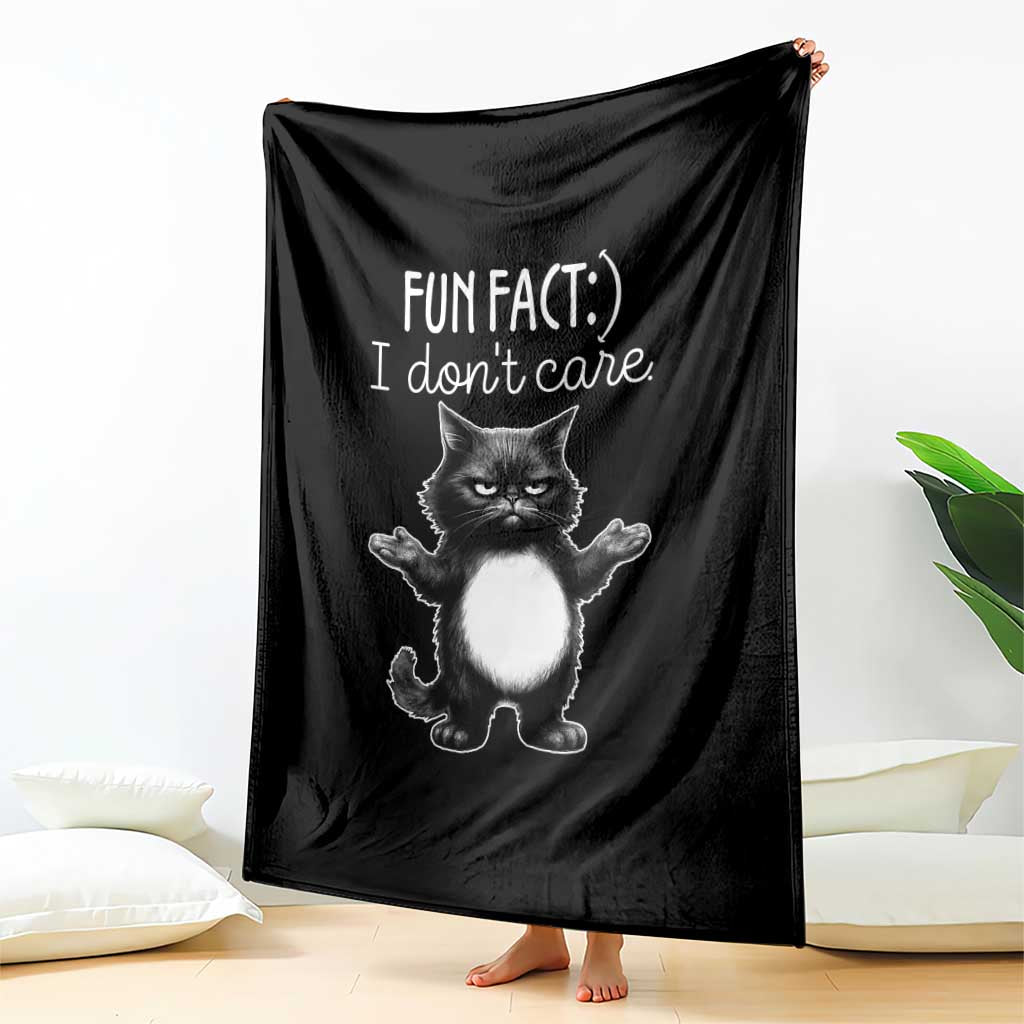 Funny Cat Lover Throw Blanket Fun Fact I Do Not Care Quote - Wonder Print Shop