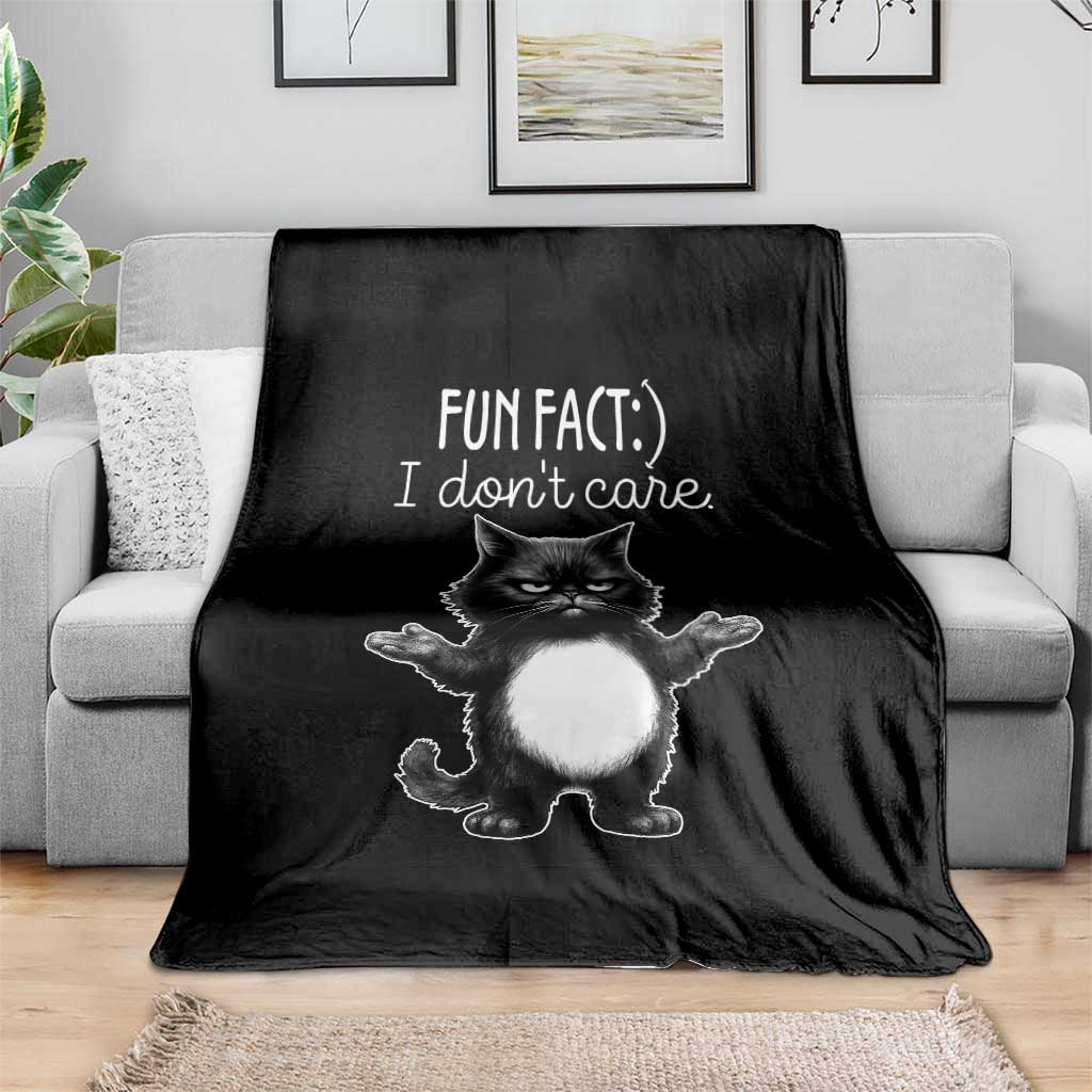 Funny Cat Lover Throw Blanket Fun Fact I Do Not Care Quote - Wonder Print Shop