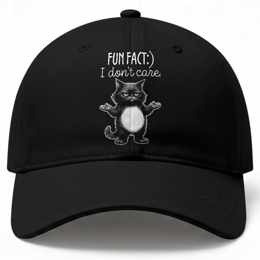 Funny Cat Lover Baseball Cap Fun Fact I Do Not Care Quote