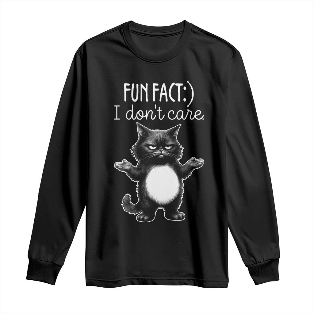 Funny Cat Lover Long Sleeve Shirt Fun Fact I Do Not Care Quote - Wonder Print Shop