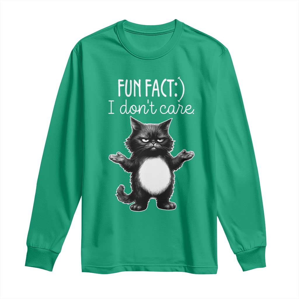Funny Cat Lover Long Sleeve Shirt Fun Fact I Do Not Care Quote - Wonder Print Shop