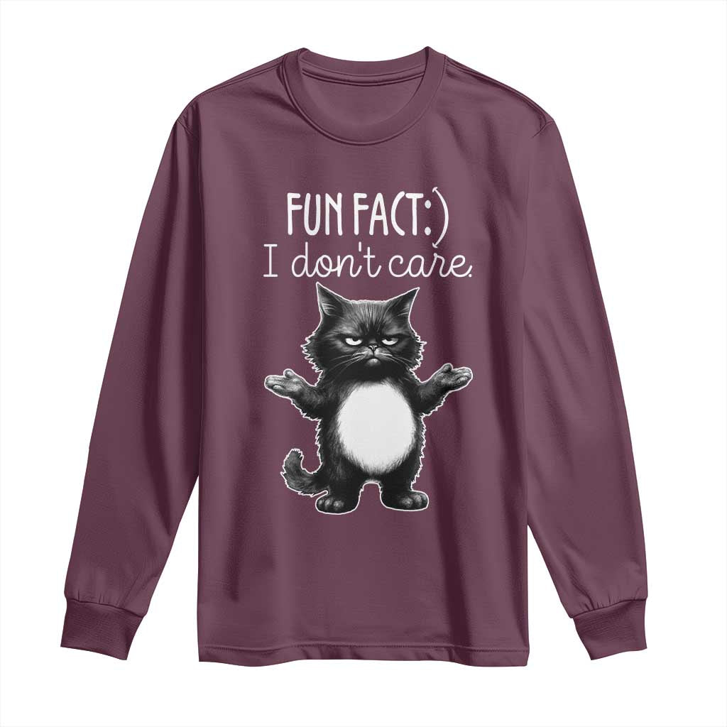 Funny Cat Lover Long Sleeve Shirt Fun Fact I Do Not Care Quote - Wonder Print Shop