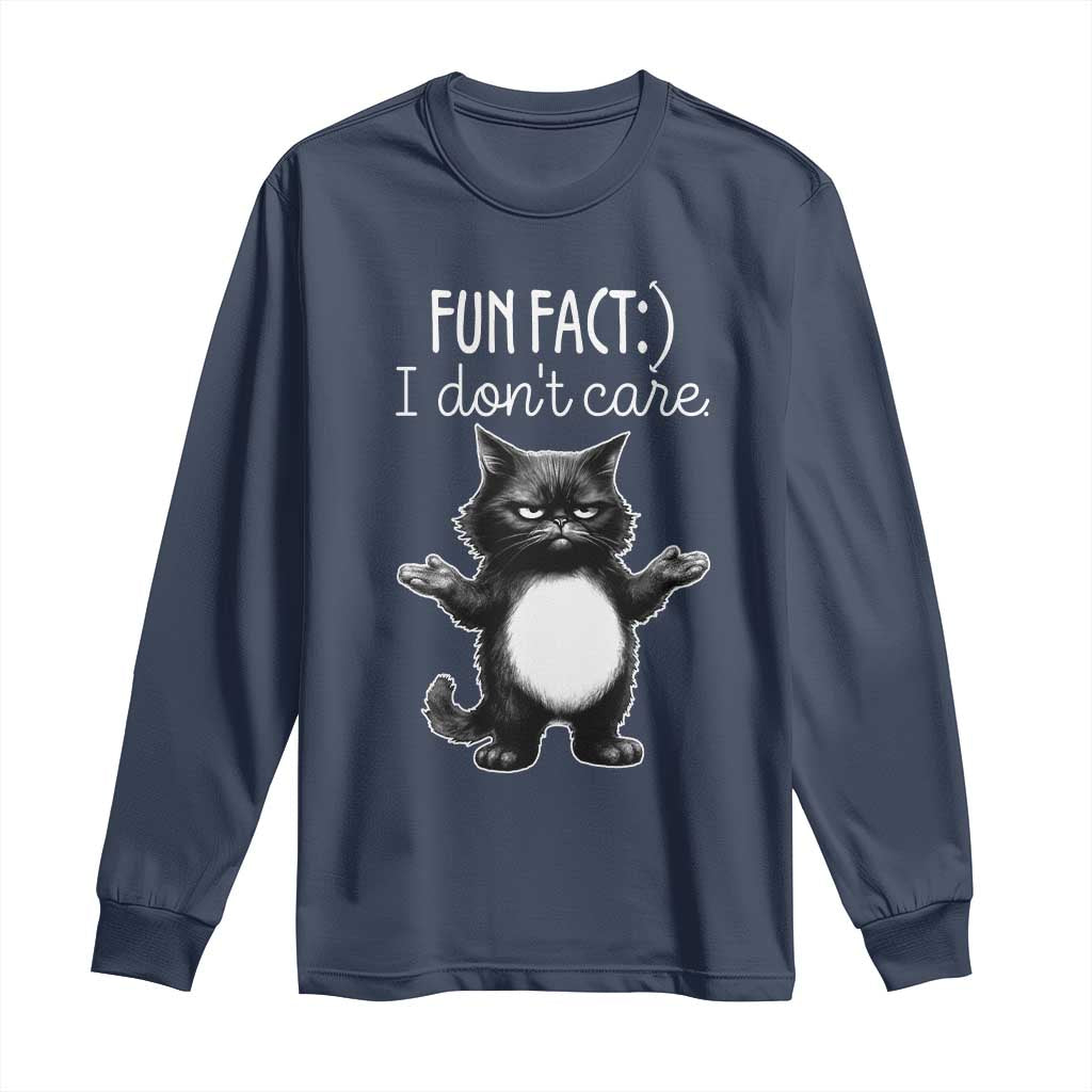Funny Cat Lover Long Sleeve Shirt Fun Fact I Do Not Care Quote - Wonder Print Shop