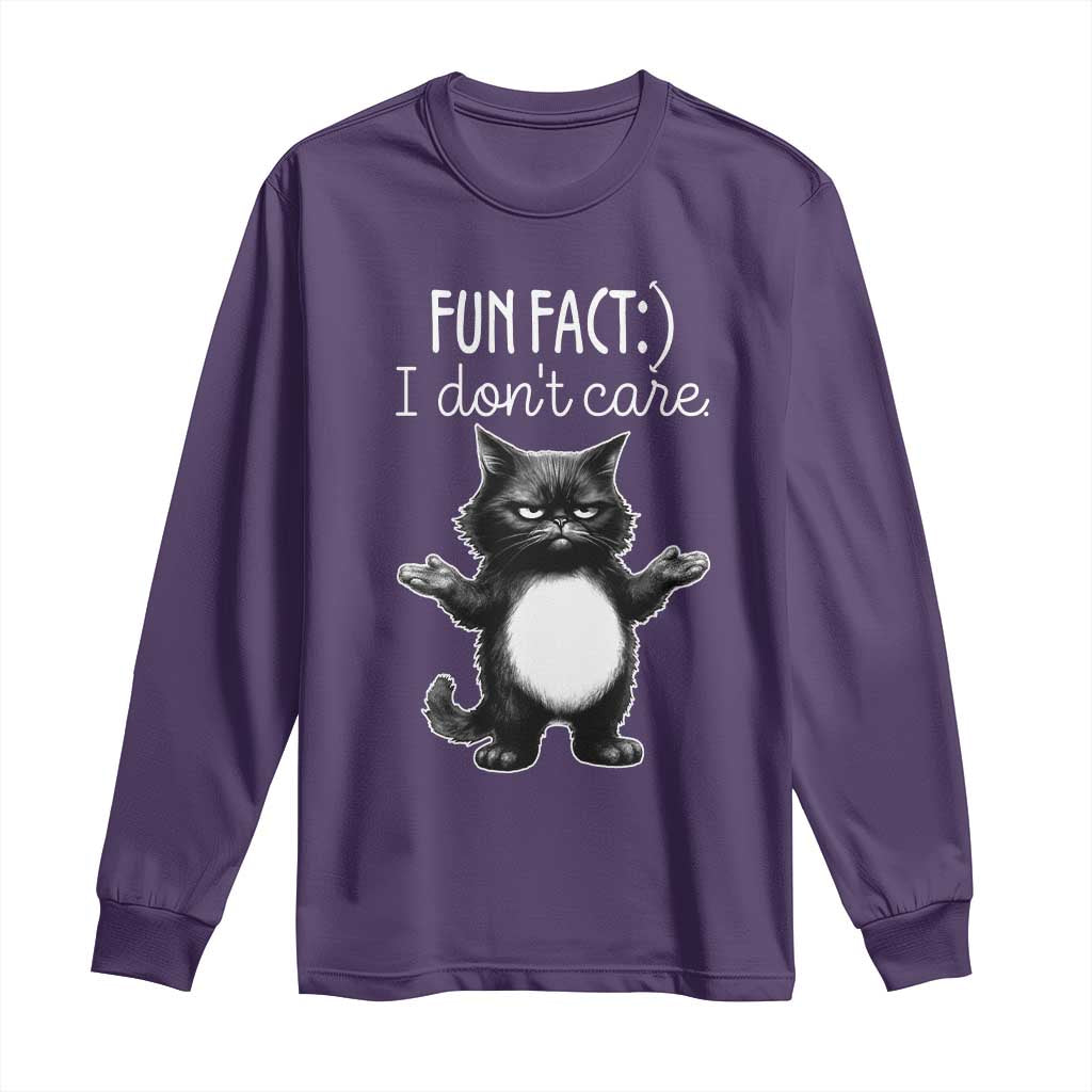 Funny Cat Lover Long Sleeve Shirt Fun Fact I Do Not Care Quote - Wonder Print Shop