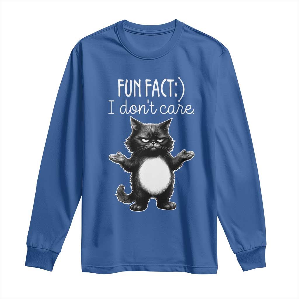 Funny Cat Lover Long Sleeve Shirt Fun Fact I Do Not Care Quote - Wonder Print Shop