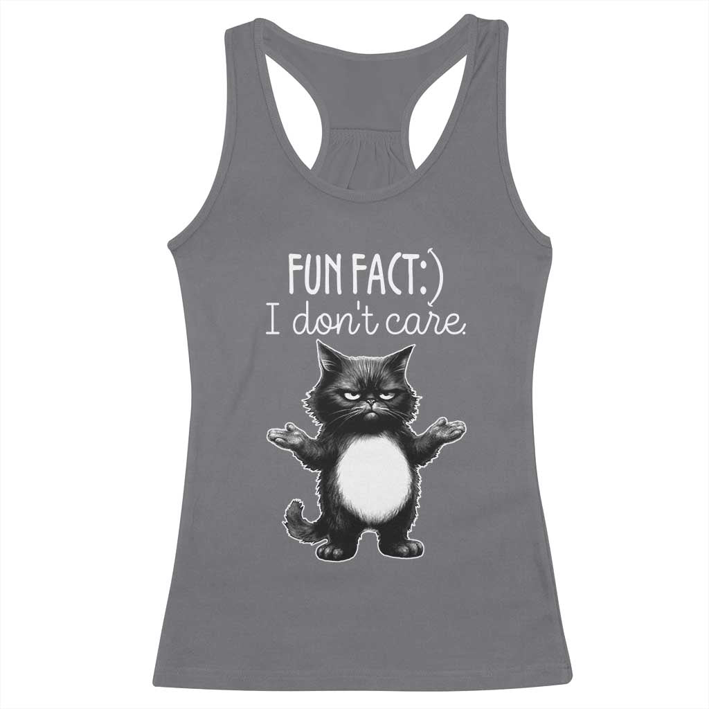 Funny Cat Lover Racerback Tank Top Fun Fact I Do Not Care Quote - Wonder Print Shop