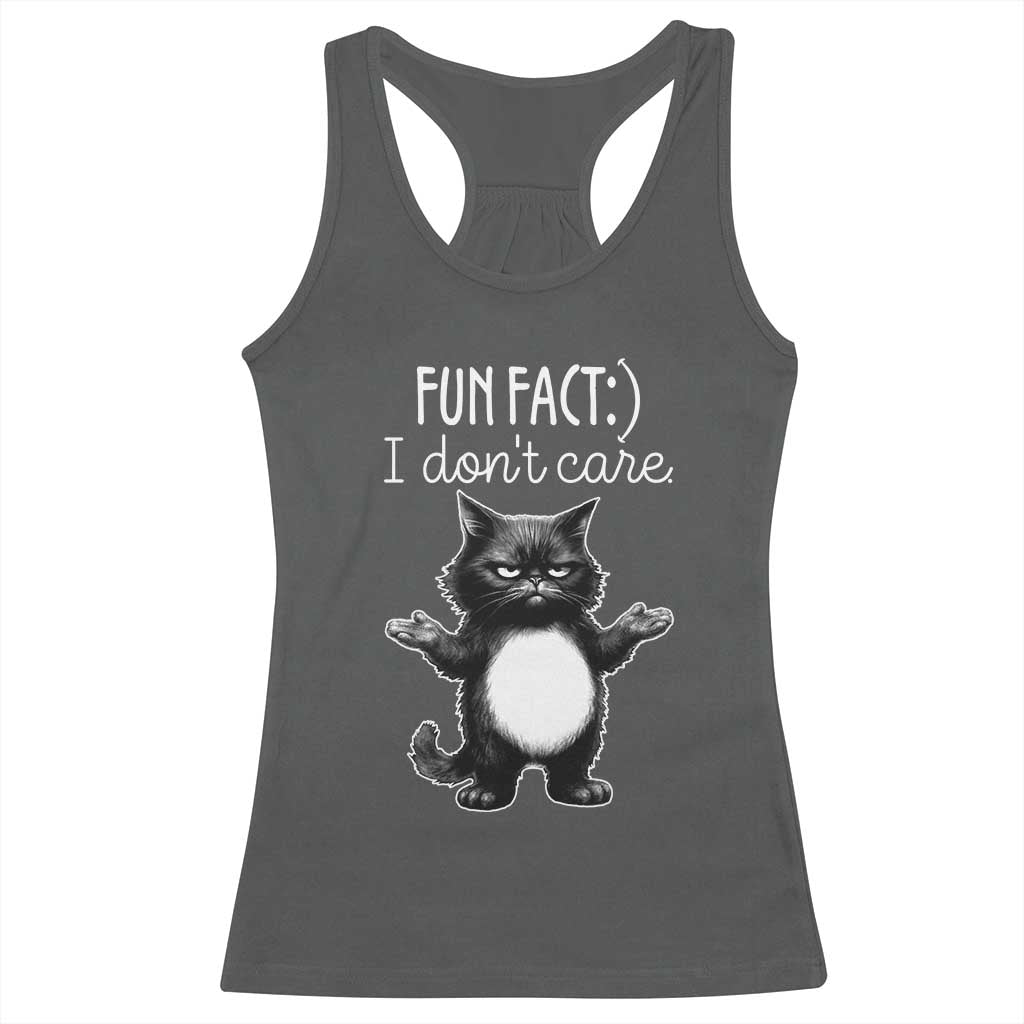 Funny Cat Lover Racerback Tank Top Fun Fact I Do Not Care Quote - Wonder Print Shop
