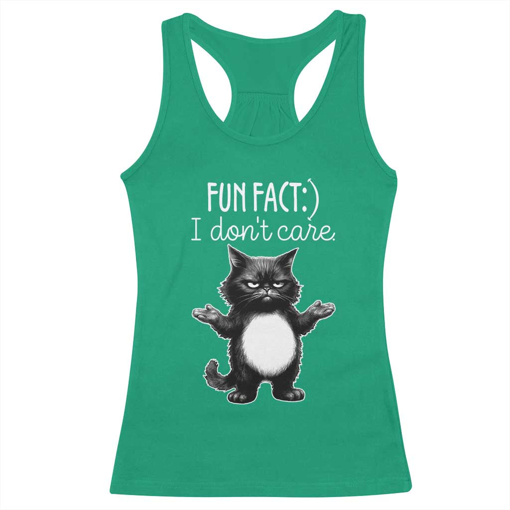 Funny Cat Lover Racerback Tank Top Fun Fact I Do Not Care Quote - Wonder Print Shop