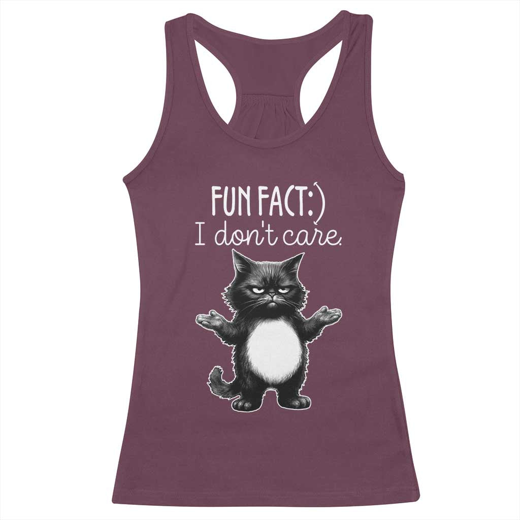Funny Cat Lover Racerback Tank Top Fun Fact I Do Not Care Quote - Wonder Print Shop