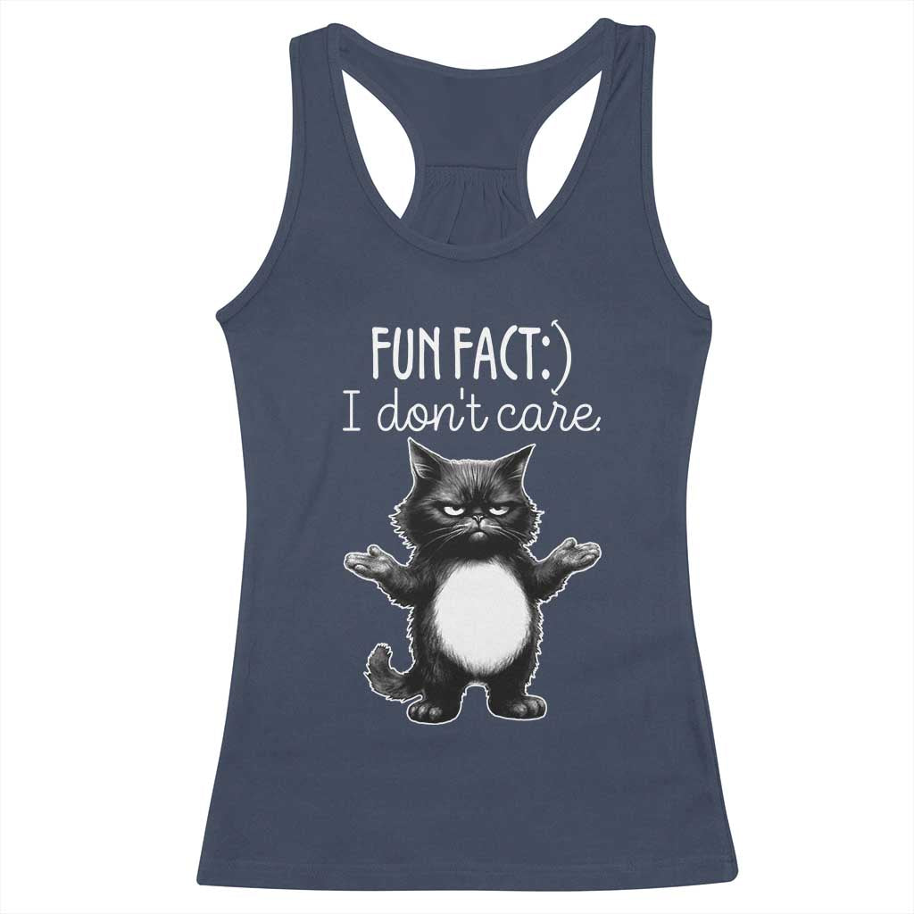Funny Cat Lover Racerback Tank Top Fun Fact I Do Not Care Quote - Wonder Print Shop