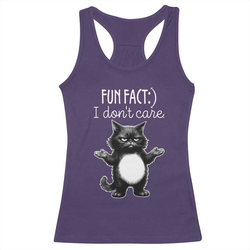 Funny Cat Lover Racerback Tank Top Fun Fact I Do Not Care Quote - Wonder Print Shop