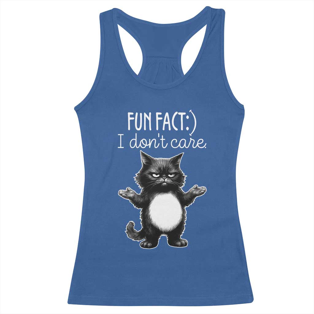 Funny Cat Lover Racerback Tank Top Fun Fact I Do Not Care Quote - Wonder Print Shop