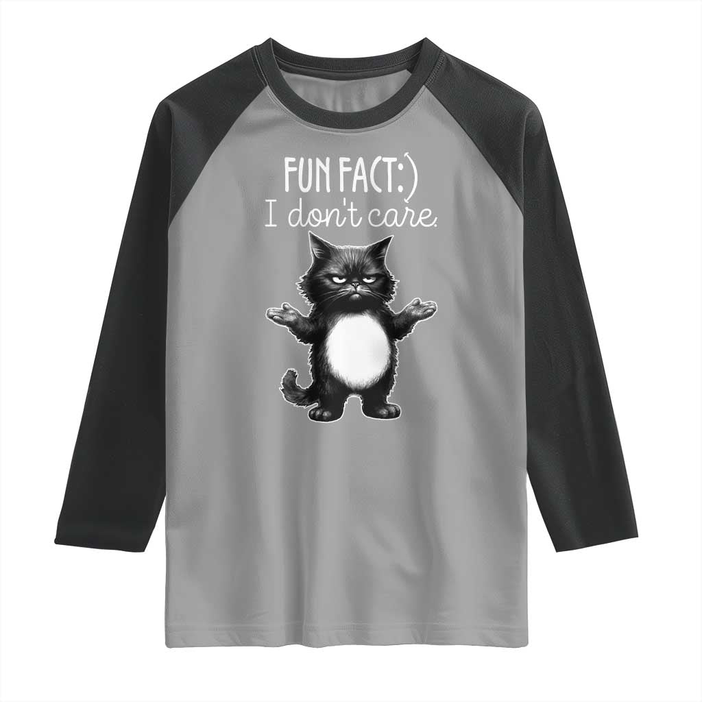Funny Cat Lover Raglan Shirt Fun Fact I Do Not Care Quote - Wonder Print Shop