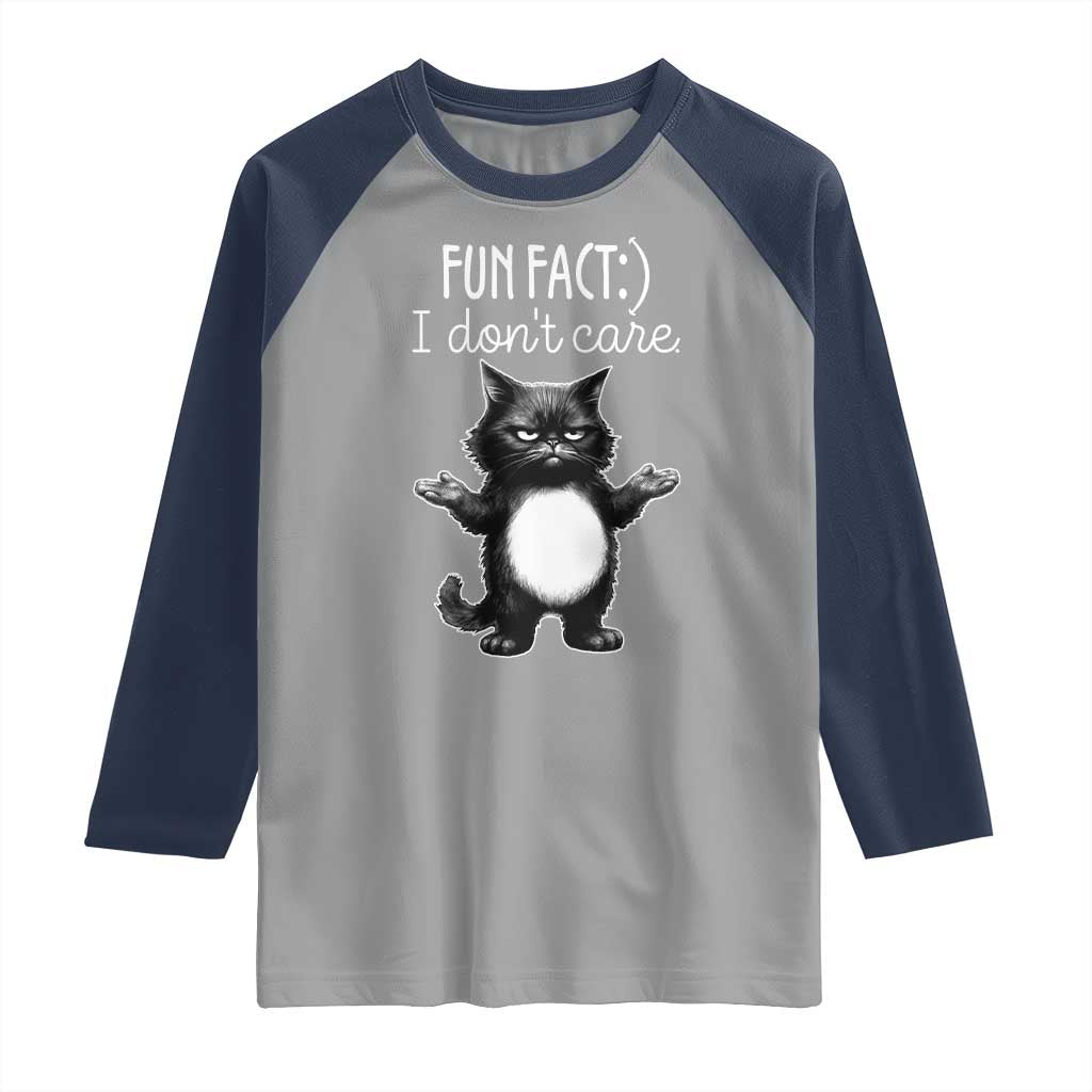 Funny Cat Lover Raglan Shirt Fun Fact I Do Not Care Quote - Wonder Print Shop