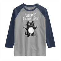 Funny Cat Lover Raglan Shirt Fun Fact I Do Not Care Quote - Wonder Print Shop