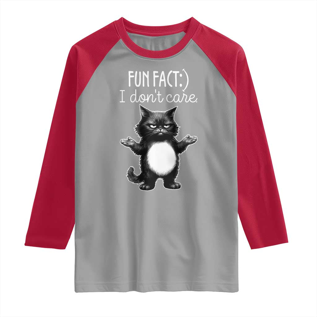 Funny Cat Lover Raglan Shirt Fun Fact I Do Not Care Quote - Wonder Print Shop