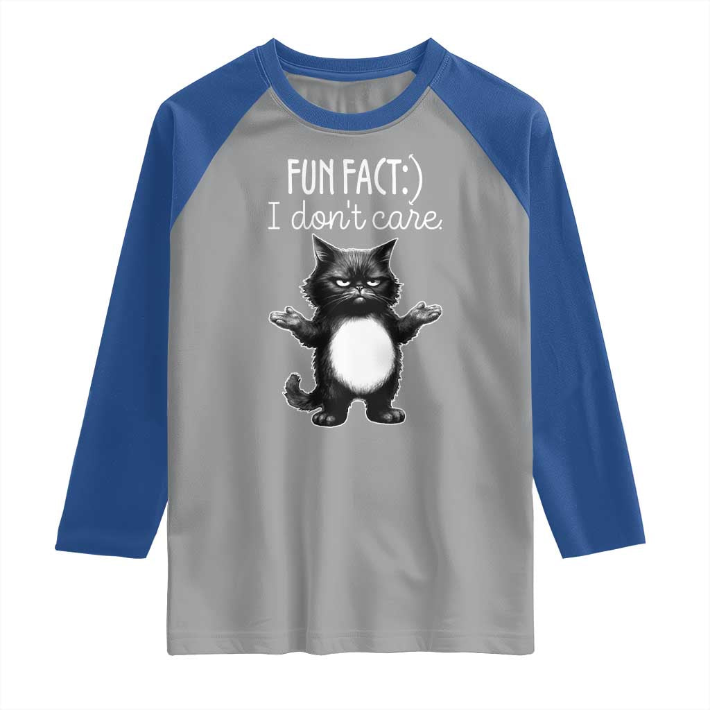 Funny Cat Lover Raglan Shirt Fun Fact I Do Not Care Quote - Wonder Print Shop