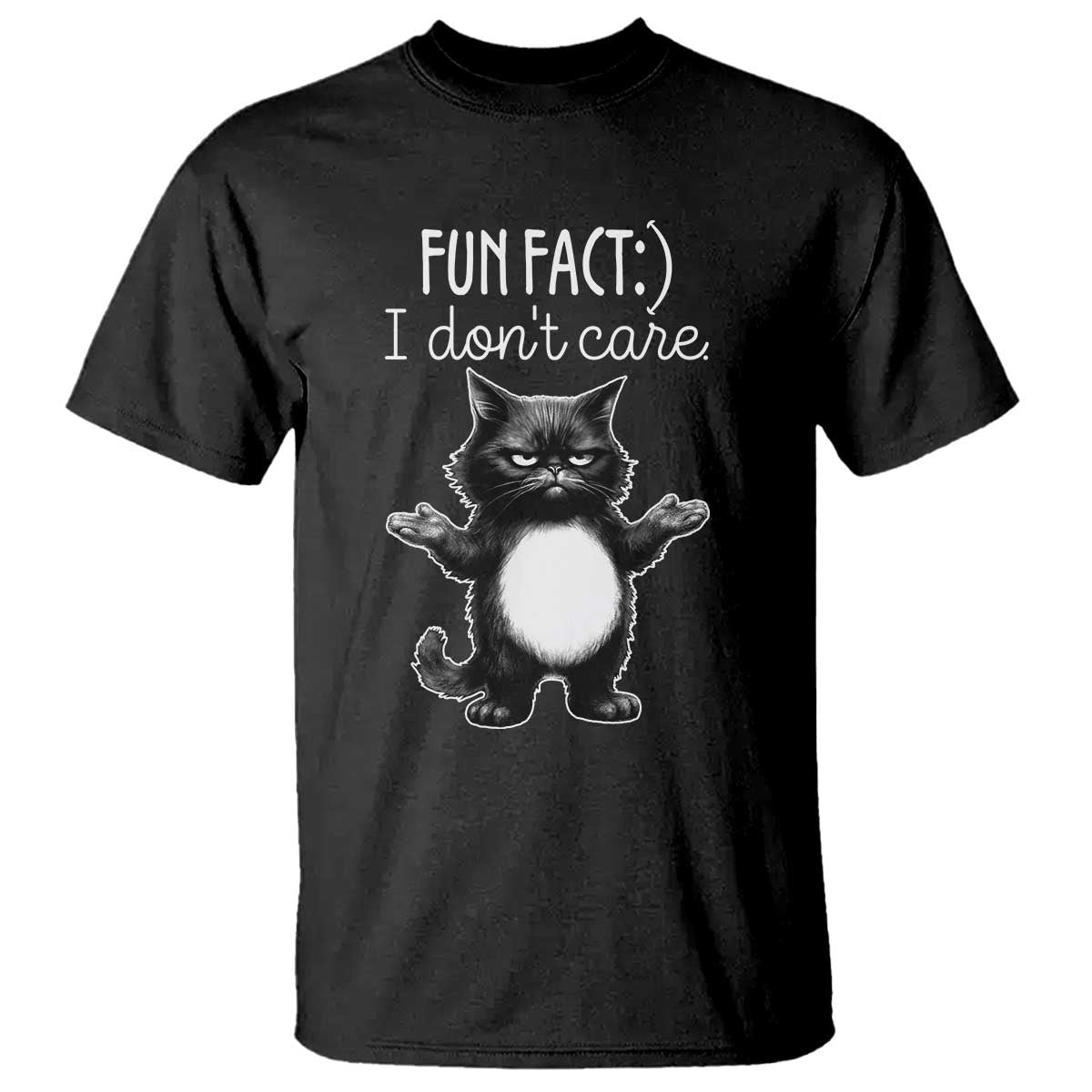 Funny Cat Lover T Shirt Fun Fact I Do Not Care Quote - Wonder Print Shop