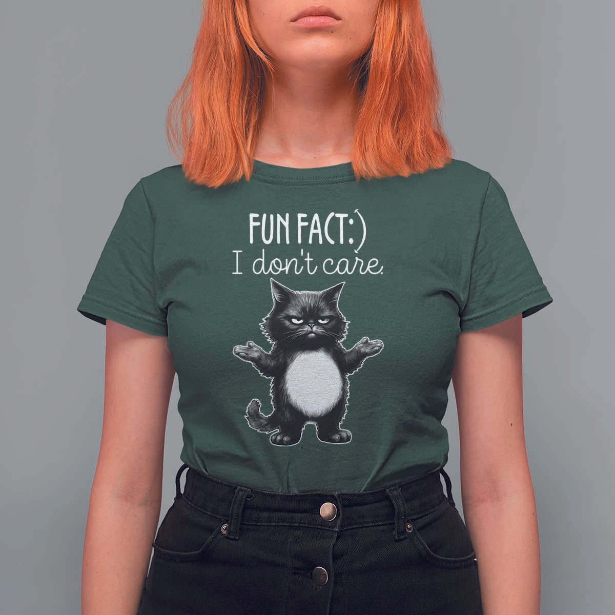Funny Cat Lover T Shirt For Women Fun Fact I Do Not Care Quote - Wonder Print Shop