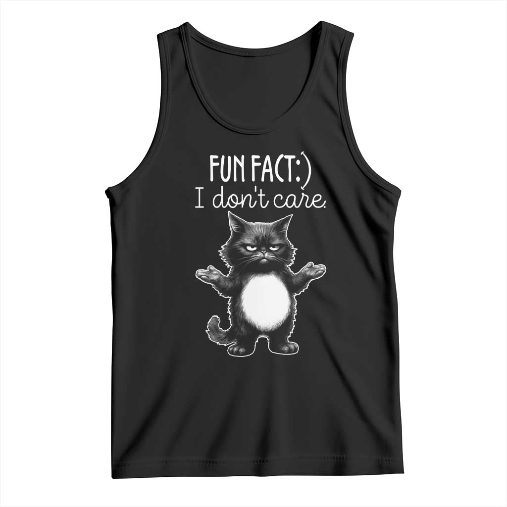 Funny Cat Lover Tank Top Fun Fact I Do Not Care Quote - Wonder Print Shop