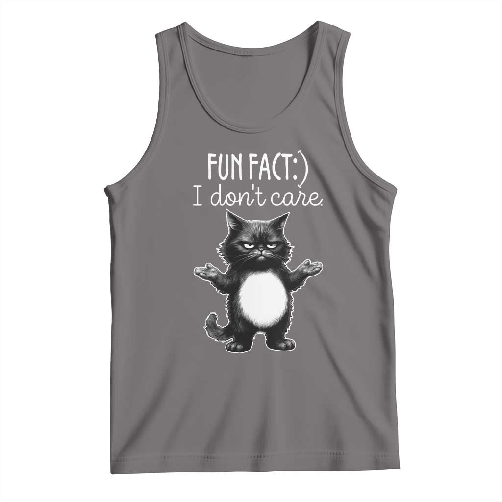 Funny Cat Lover Tank Top Fun Fact I Do Not Care Quote - Wonder Print Shop