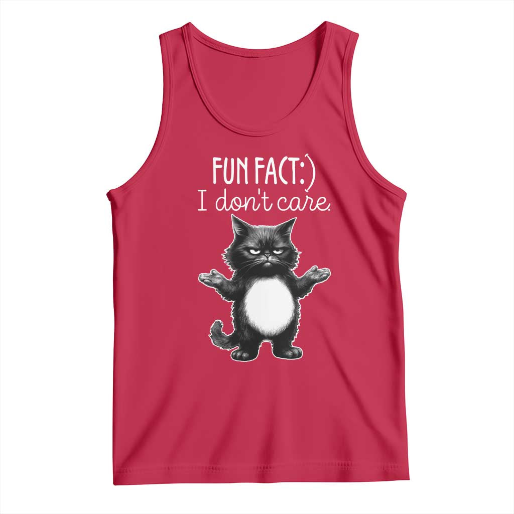Funny Cat Lover Tank Top Fun Fact I Do Not Care Quote - Wonder Print Shop