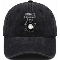 Funny Cat Lover Washed Cotton Baseball Cap Fun Fact I Do Not Care Quote