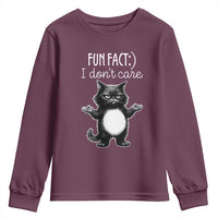 Funny Cat Lover Youth Sweatshirt Fun Fact I Do Not Care Quote - Wonder Print Shop