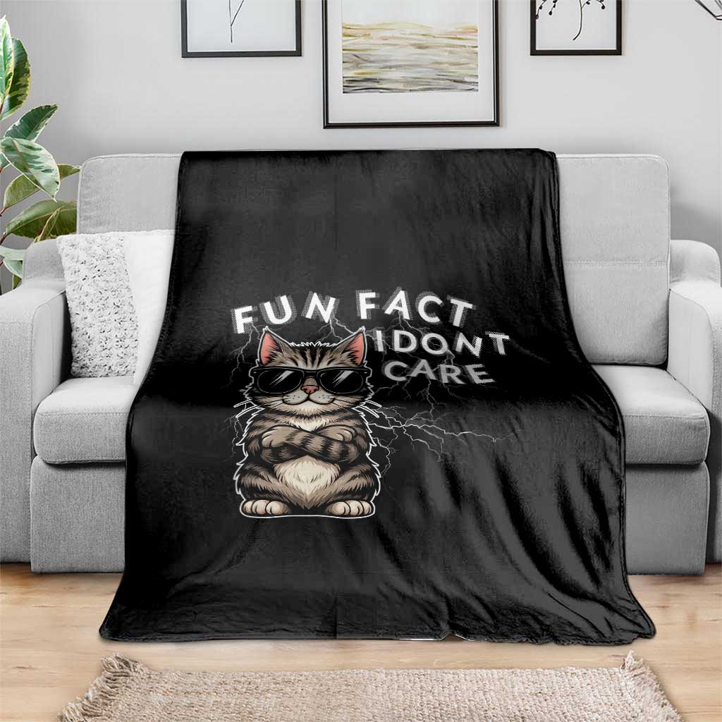 Fun Fact I Do Not Care Throw Blanket Grumpy Cat Lover - Wonder Print Shop