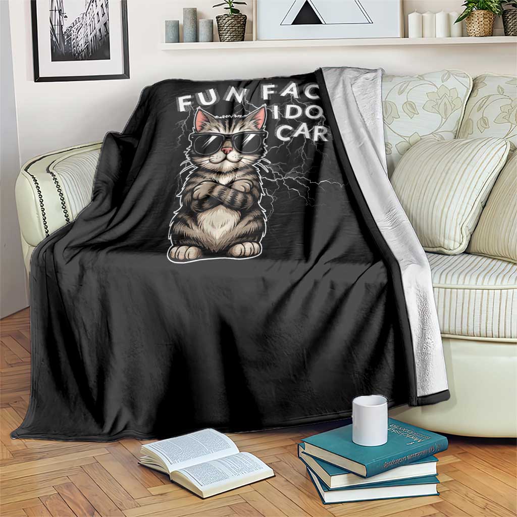 Fun Fact I Do Not Care Throw Blanket Grumpy Cat Lover - Wonder Print Shop