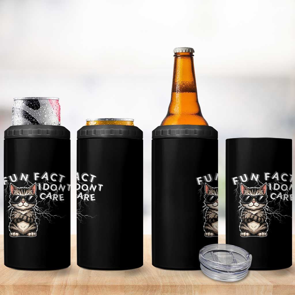 Fun Fact I Do Not Care 4 in 1 Can Cooler Tumbler Grumpy Cat Lover