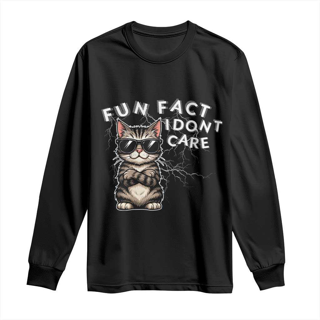 Fun Fact I Do Not Care Long Sleeve Shirt Grumpy Cat Lover - Wonder Print Shop