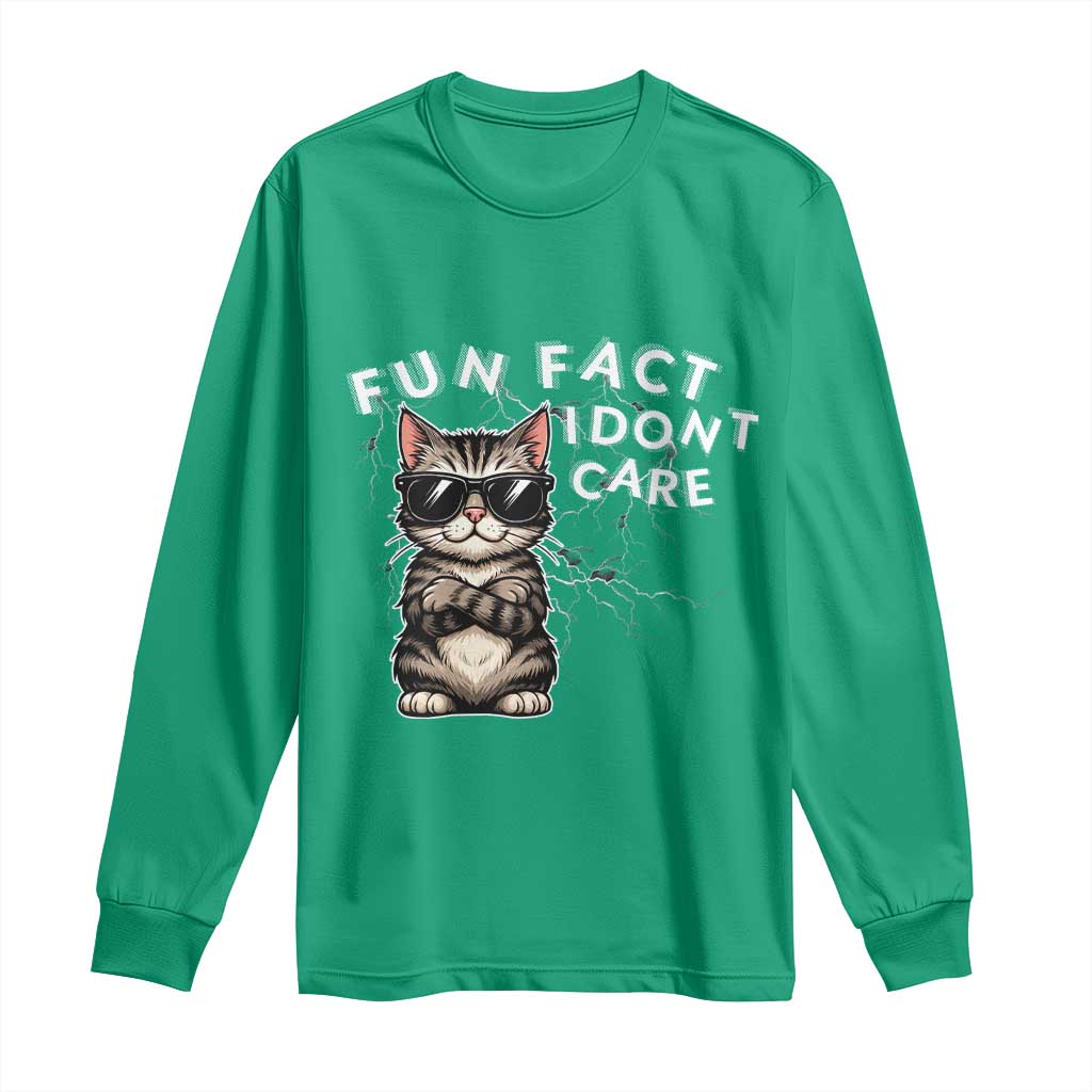 Fun Fact I Do Not Care Long Sleeve Shirt Grumpy Cat Lover - Wonder Print Shop