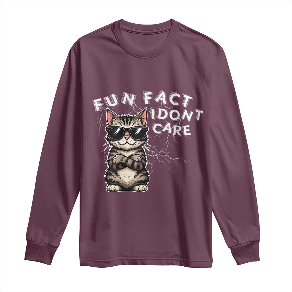 Fun Fact I Do Not Care Long Sleeve Shirt Grumpy Cat Lover - Wonder Print Shop