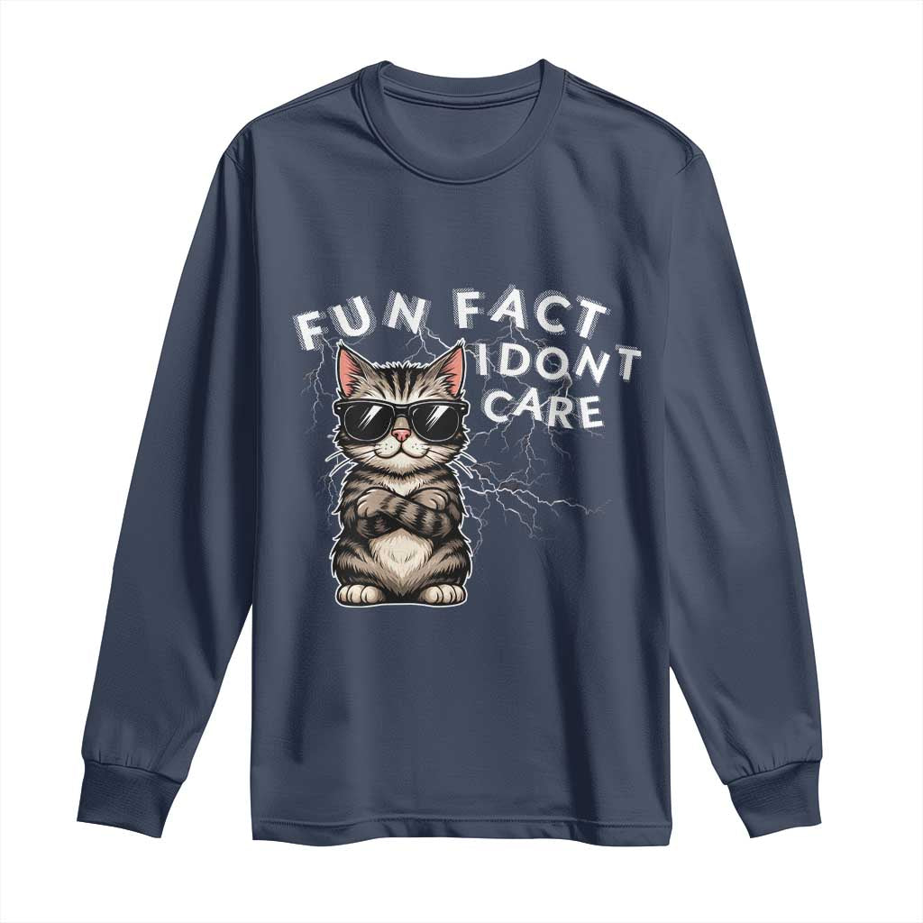 Fun Fact I Do Not Care Long Sleeve Shirt Grumpy Cat Lover - Wonder Print Shop