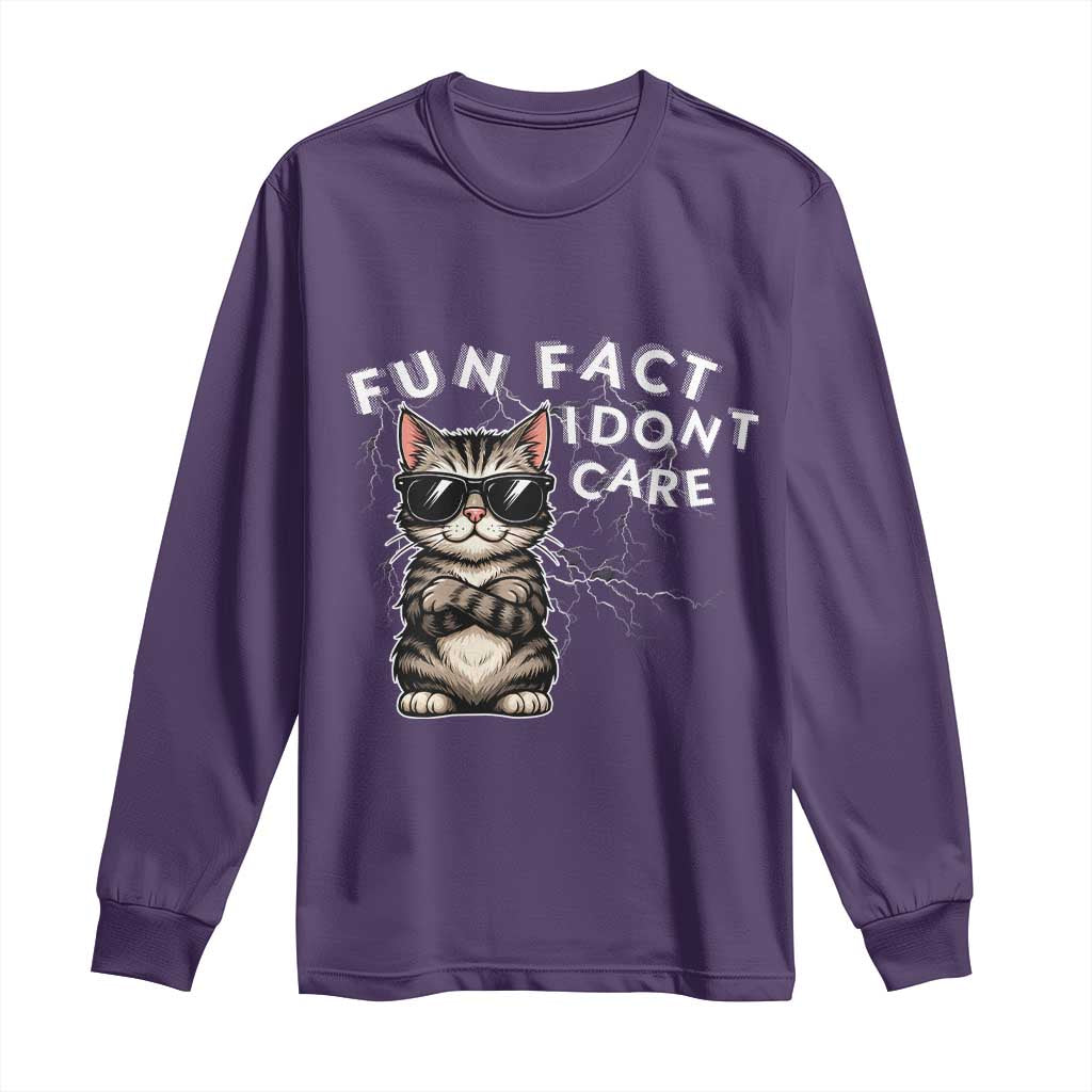 Fun Fact I Do Not Care Long Sleeve Shirt Grumpy Cat Lover - Wonder Print Shop