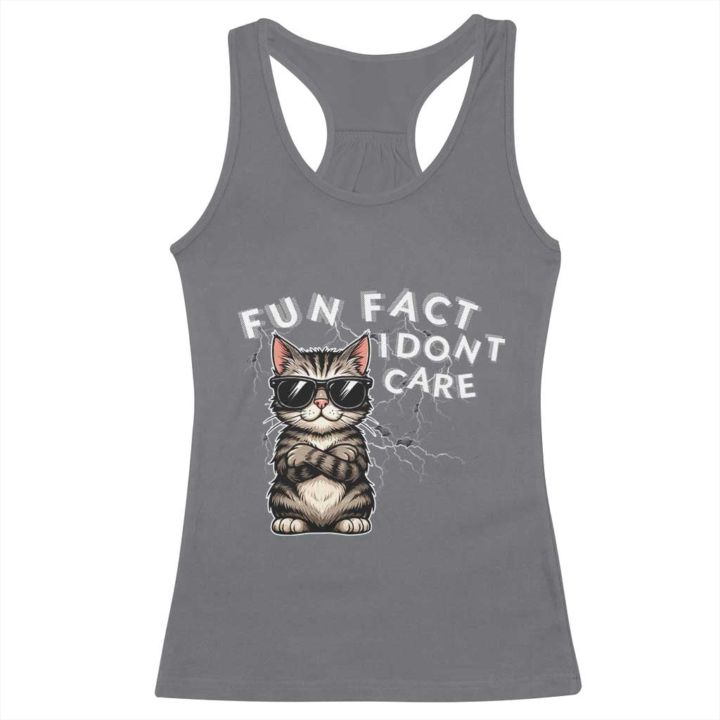 Fun Fact I Do Not Care Racerback Tank Top Grumpy Cat Lover - Wonder Print Shop