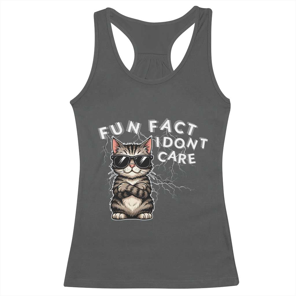 Fun Fact I Do Not Care Racerback Tank Top Grumpy Cat Lover - Wonder Print Shop
