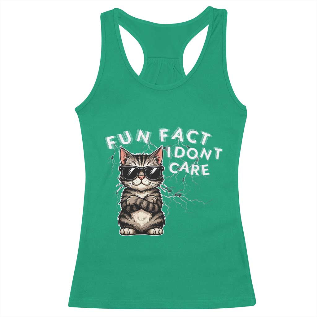 Fun Fact I Do Not Care Racerback Tank Top Grumpy Cat Lover - Wonder Print Shop